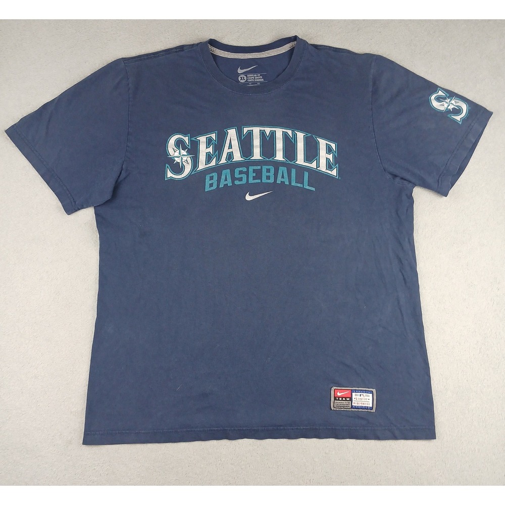 Vintage Nike Seattle Baseball T-Shirt Mens XL Blue Mariners MLB Short Sleeve Tee